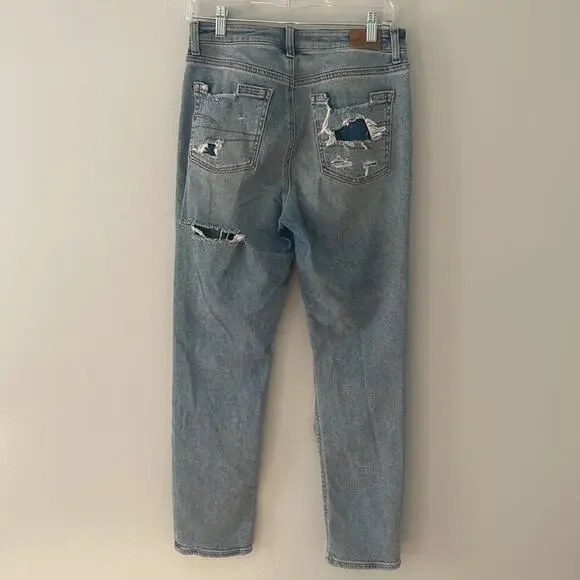 American Eagle Stretch Mom Jean Distressed Size 4 Regular - Picture 7 of 11